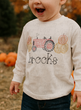 Load image into Gallery viewer, Red Scribble Fall Tractor & Haybales