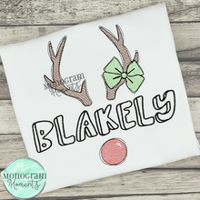 Load image into Gallery viewer, Girl's Reindeer Nameplate - SKETCH EMBROIDERY