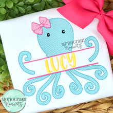 Load image into Gallery viewer, Girl's Octopus Name Plate - SKETCH EMBROIDERY