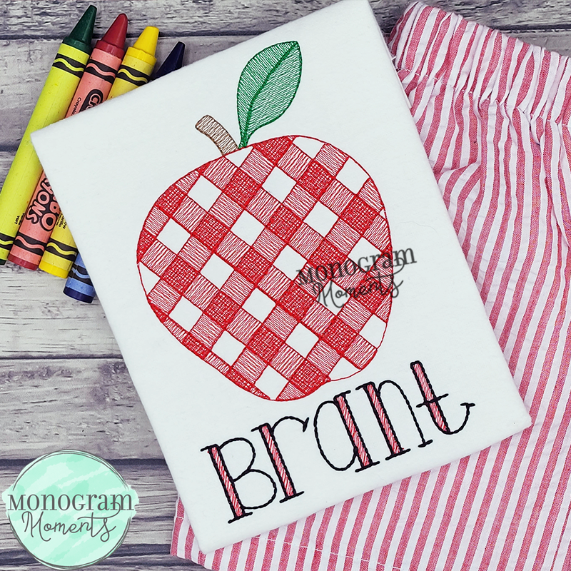 Gingham Apple - SKETCH EMBROIDERY