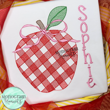 Load image into Gallery viewer, Girl&#39;s Gingham Apple - SKETCH EMBROIDERY
