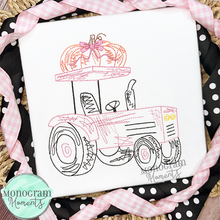 Load image into Gallery viewer, Girl's Scribble Tractor & Pumpkin - SKETCH EMBROIDERY