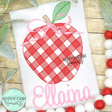 Load image into Gallery viewer, Girl&#39;s Gingham Apple - SKETCH EMBROIDERY
