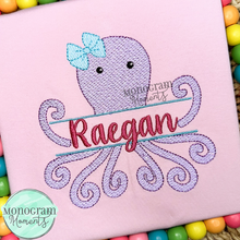 Load image into Gallery viewer, Girl's Octopus Name Plate - SKETCH EMBROIDERY