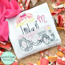 Load image into Gallery viewer, Girl's Scribble Tractor & Pumpkin - SKETCH EMBROIDERY