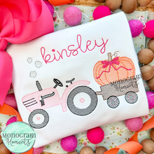 Load image into Gallery viewer, Girl&#39;s Vintage Tractor &amp; Pumpkin - SKETCH EMBROIDERY
