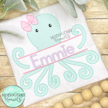 Load image into Gallery viewer, Girl's Octopus Name Plate - SKETCH EMBROIDERY