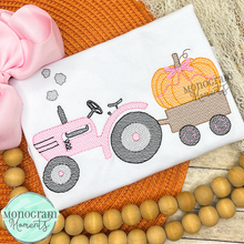 Load image into Gallery viewer, Girl&#39;s Vintage Tractor &amp; Pumpkin - SKETCH EMBROIDERY
