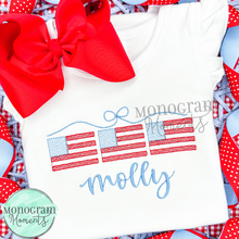 Load image into Gallery viewer, Girl's American Flags- SKETCH EMBROIDERY