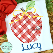 Load image into Gallery viewer, Girl's Gingham Apple - SKETCH EMBROIDERY