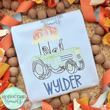 Load image into Gallery viewer, Scribble Tractor & Pumpkin - SKETCH EMBROIDERY