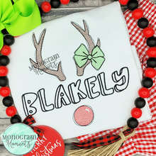 Load image into Gallery viewer, Girl's Reindeer Nameplate - SKETCH EMBROIDERY