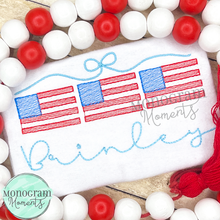 Load image into Gallery viewer, Girl's American Flags- SKETCH EMBROIDERY