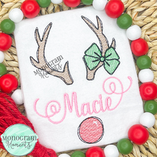 Load image into Gallery viewer, Girl's Reindeer Nameplate - SKETCH EMBROIDERY