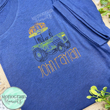 Load image into Gallery viewer, Scribble Tractor & Pumpkin - SKETCH EMBROIDERY