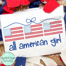 Load image into Gallery viewer, Girl's American Flags- SKETCH EMBROIDERY