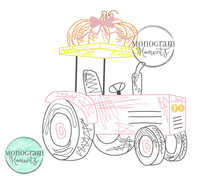 Load image into Gallery viewer, Girl's Scribble Tractor & Pumpkin - SKETCH EMBROIDERY