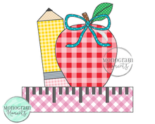 Load image into Gallery viewer, Girl's Pencil, Apple, & Ruler- BEAN APPLIQUE