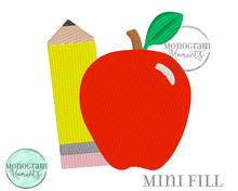 Load image into Gallery viewer, Pencil & Apple - MINI FILL EMBROIDERY