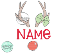 Load image into Gallery viewer, Girl's Reindeer Nameplate - SKETCH EMBROIDERY