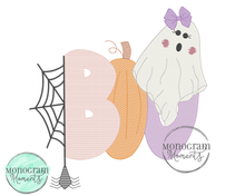 Load image into Gallery viewer, Girl&#39;s Halloween Boo- SKETCH EMBROIDERY
