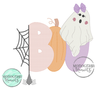 Load image into Gallery viewer, Girl's Halloween Boo- SKETCH EMBROIDERY