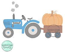 Load image into Gallery viewer, Vintage Tractor &amp; Pumpkin - SKETCH EMBROIDERY
