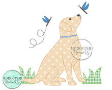 Load image into Gallery viewer, Lab & Dragonflies - BEAN APPLIQUE