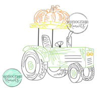 Load image into Gallery viewer, Scribble Tractor & Pumpkin - SKETCH EMBROIDERY