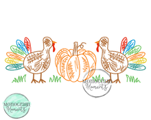 Load image into Gallery viewer, Scribble Turkey Pumpkin - SKETCH EMBROIDERY