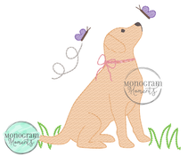 Load image into Gallery viewer, Girl's Lab & Butterflies- SKETCH EMBROIDERY