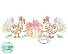 Load image into Gallery viewer, Girl&#39;s Scribble Turkey Pumpkin - SKETCH EMBROIDERY
