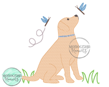 Load image into Gallery viewer, Lab & Dragonflies- SKETCH EMBROIDERY