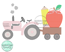 Load image into Gallery viewer, Girl&#39;s School Vintage Tractor - SKETCH EMBROIDERY
