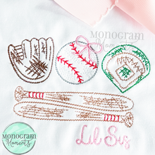 Load image into Gallery viewer, Girl's Scribble Baseball/Softball - SKETCH EMBROIDERY