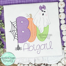 Load image into Gallery viewer, Girl&#39;s Halloween Boo- SKETCH EMBROIDERY
