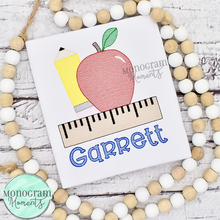 Load image into Gallery viewer, Pencil, Apple, & Ruler - SKETCH EMBROIDERY