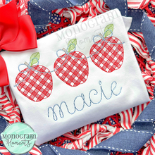 Load image into Gallery viewer, Girl's Gingham Apples - SKETCH EMBROIDERY