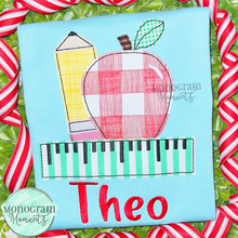 Load image into Gallery viewer, Pencil, Apple, & Ruler- BEAN APPLIQUE