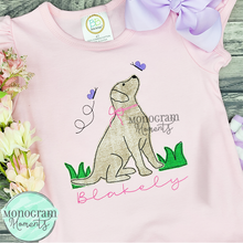 Load image into Gallery viewer, Girl's Lab & Butterflies - BEAN APPLIQUE