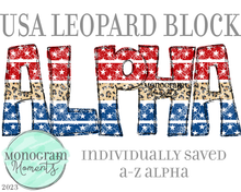 Load image into Gallery viewer, USA Leopard Block Alpha