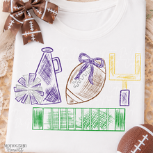 Load image into Gallery viewer, Girl's Purple Football Scribble