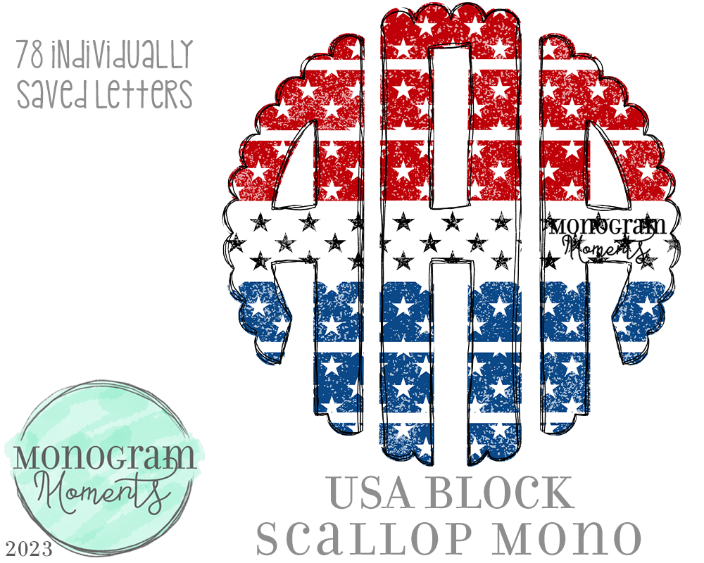 USA Block Scallop Mono