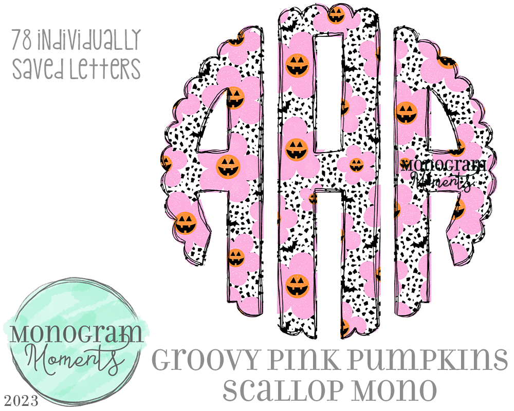Groovy Pink Pumpkin Scallop Mono