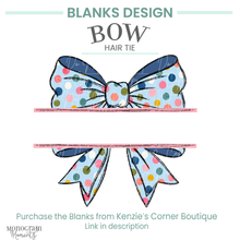 Load image into Gallery viewer, Blue Dots Bow Hair Tie Blank Design