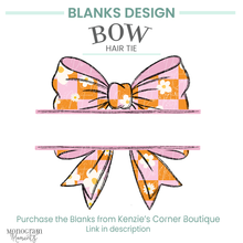 Load image into Gallery viewer, Groovy Floral Bow Hair Tie Blank Design