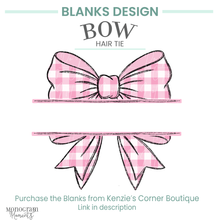 Load image into Gallery viewer, Pink Gingham Bow Hair Tie Blank Design