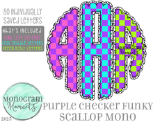 Load image into Gallery viewer, Purple Checker Funky Scallop Mono