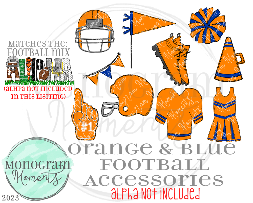 Orange & Blue Football Accessories