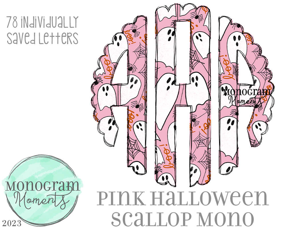 Pink Halloween Scallop Mono
